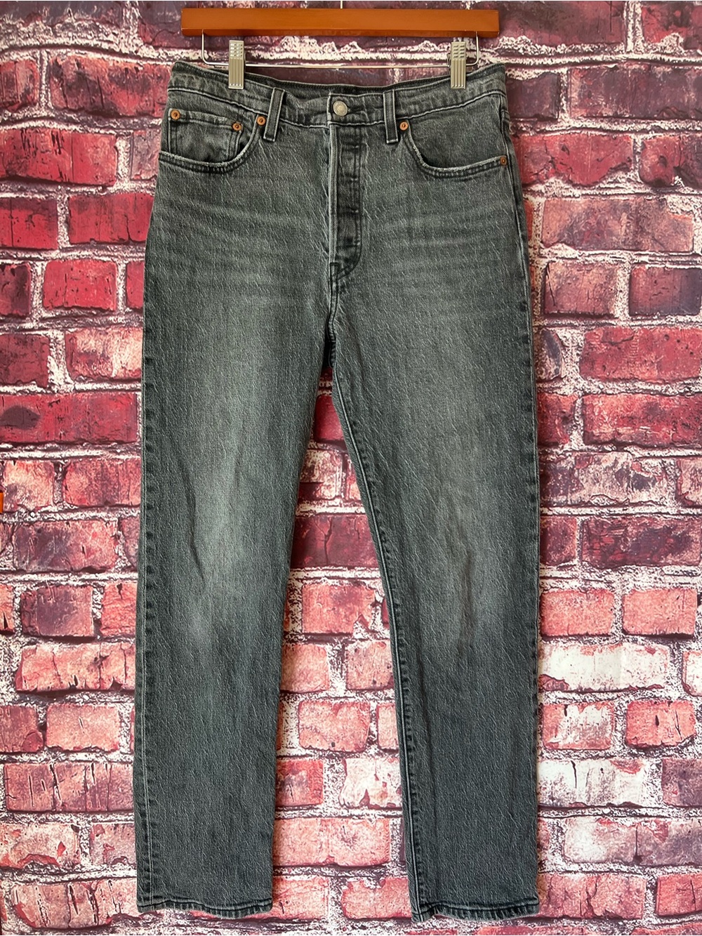 Levi's 501 Original Fit Straight Leg Jeans Washed Grey Black W28 L30